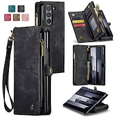 cheap Samsung Cases-Phone Case For Samsung Galaxy Z Fold 6 Z Fold 5 Z Fold 4 Wallet Case with Stand Holder Zipper with Wrist Strap Retro TPU PU Leather