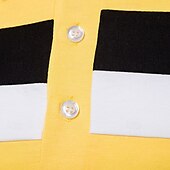 preiswerte Klassisches Poloshirt für Herren-Herren Golfhemd Golf Poloshirts Arbeit Casual Kargen Langarm Basic Modern Farbblock Patchwork Knopf Frühling &amp; Herbst Regular Fit Schwarz Weiß Gelb Golfhemd