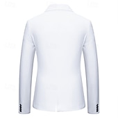 preiswerte Herren Klassische Blazer-Herren Blazer Sakko Geschäft Cocktailparty Hochzeitsfeier Modisch Brautkleider schlicht Frühling &amp; Herbst Baumwollmischung Farbblock Patchwork Knopf Komfortabel Einreihiger Verschluss Blazer Schwarz