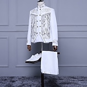 cheap Outfits-Retro Vintage 1980s Pants Outfits Suits &amp; Blazers Prince Aristocrat Sequins Jacquard Fancy Dress Men's Halloween Carnival Masquerade Party Performance Pride Parade Adults' Coat Pants