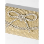 baratos Casamento ACC-bolsa clutch azul com glitter e detalhe de laço de strass, bolsa de noite elegante para mulheres, perfeita para casamentos, festas e eventos formais prata preto azul