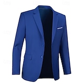 cheap Men&#039;s Classic Blazers-Men&#039;s Blazer Business Cocktail Party Wedding Party Fashion Casual Spring &amp;  Fall Polyester Plain Buttons Pocket Comfortable Single Breasted Blazer Black White Navy Blue Royal Blue