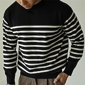 economico maglione pullover da uomo-Per uomo Pullover Maglione Maglione lavorato a maglia A coste Maglia Top regolari Lavorato a maglia Banda Girocollo Di tendenza Essenziale Da mare Da tutti i giorni Abbigliamento Autunno inverno Nero