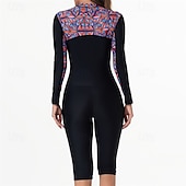 billiga Utslag-Dam Rash-guards Baddräkt UV Solskydd UPF50+ Lättvikt Långärmad Elastan Kroppsdräkt Baddräkt Dragkedja fram Simmning Surfing Strand Vattensport Tryckt Sommar Vår Höst