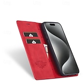 お買い得  iPhone用ケース-電話 ケース 用途 iPhone 16 Pro Max プラス iPhone 15 プロマックスプラス iPhone 14 13 12 11 Pro Max Plus Mini フリップカバー スタンド付き 磁石バックル カード挿入口 レトロ風 TPU PUレザー