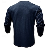 preiswerte Lässiges Henley-T-Shirt-3er-Pack Henley-Shirts für Herren, langärmlig, einfarbig, modisch, lässig, für Alltag und Freizeit, 3er-Pack, Henley-Shirts in Blau, Weiß und Schwarz, ideal für Sommer und Frühling,