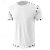 abordables t-shirts de base-Men's Tee Top Short Sleeve Crew Neck Summer Spring Color Block Fashion Designer Sporty Outdoor Casual Activewear Light Blue Black White Top Tee for Men