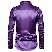 cheap Men&#039;s Button Down Shirts-Men&#039;s Shirt Dress Shirt Button Up Shirt Plain Wedding Party Black White Red Blue Long Sleeve Lapel Spring &amp;  Fall Clothing Apparel Sequins