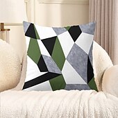baratos estilo geométrico-Capa de almofada decorativa com padrão argyle 1 peça, capa de almofada quadrada macia, fronha para quarto, sala de estar, sofá, cadeira, preto, cinza, branco, vermelho, verde