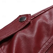 cheap Leather Jackets-Men&#039;s Faux Leather Jacket Transition Jacket Casual Jacket Biker Jacket Casual Thermal Warm Rain Waterproof Faux Fur Trim Fall Pure Color Casual Stand Collar Regular Regular Faux Leather Regular Fit