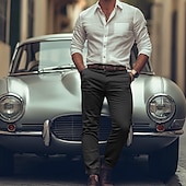 preiswerte Chinos-Herren Hose Hosen Chinesisch Chino Chino Hosen Freizeithose Knopf Vordertasche Glatt Komfort Weich Geschäft Täglich Ausgehen Modisch Strassenmode Hellkaki Schwarz Mikro-elastisch