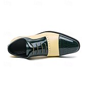 baratos Formal-sapatos oxford masculinos de couro envernizado bicolor, sapatos sociais brogue verde e bege para casamentos, festas e eventos formais