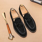levne Poloformální-pánské semišové střapcové mokasíny – elegantní slip-on společenské boty, pohodlné a stylové, ideální pro podnikání, neformální události a formální příležitosti