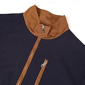 cheap Waffle Knit Tee-Men&#039;s T Shirt Waffle Knit Tee Tee Top Long Sleeve Shirt Long Sleeve Quarter Zip Spring &amp;  Fall Color Block Fashion Designer Basic Patchwork Zipper Vacation Street Going out Black Navy Blue khaki Top
