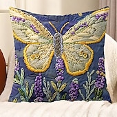 cheap Floral &amp; Plants Style-Embossed Floral Butterfly Velvet Pillow Cover 16/18/20 Inch for Sofa Decor Lumbar Pillow