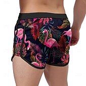 baratos Animais &amp; Aves-Homens Animal Flamingo Tropical Shorts de Natação Bermuda de Surf Calção de Banho Cintura Média Moda Designer Surf Feriado Praia Bolsos Com Cordão Cintura elástica Designer Roupa