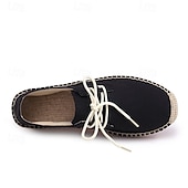 baratos Ténis para Homem-sapatos masculinos de lona azul espadrille com cadarço e sola de corda de juta – calçados casuais confortáveis de verão