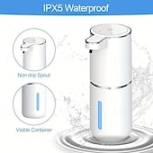 abordables Distributeurs à savon-Distributeur de savon automatique d&#039;une capacité de 380 ml - rechargeable par USB sans contact et technologie de détection de mouvement
