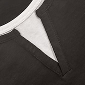 billiga Bomull och linne T-shirts-Herr Skjorta T-shirt med V-ringad Långärmad tröja Bambu-t-shirt Långärmad V-hals Vår &amp; Höst Ensfärgat Lappverk Dagligen Ledigt Gatustil falska två stycken Utomhus Gata Casual Ljusblå Ljusgrön Mörkgrå
