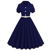 cheap Dresses-Retro Vintage 1950s Cocktail Dress Dress Flare Dress Solid Color Fancy Dress Women&#039;s Masquerade Event / Party Bachelorette Party Festival Adults&#039; Dress Homecoming Dresses
