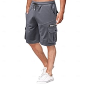 economico Scalda-muscoli-Per uomo Pantaloncini modello cargo Pantaloncini da sudore Bermuda A cordoncino Vita elastica Multi tasca Liscio Comfort Morbido Breve Esterno Interni Giornaliero Casuale / sportivo Athleisure Nero