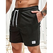 baratos Calções Estilo Casual-Homens Calção Shorts casuais Shorts de veludo cotelê Bolsos Com Cordão Cintura elástica Tecido Conforto Macio Comprimento total Ao ar livre Festa Diário Férias Moda Preto Verde Tropa
