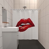 cheap Shower Curtains-Shower Curtain with 12 Hooks 180cm*180cm(70&quot;*70&quot;) Polyester Washable Waterproof Pattern Bathroom Bathtub Decor Sexy Red Lip