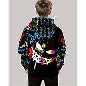 billiga Pojkens 3D Vision &amp; Geometri-Pojkar 3D Grafisk Huvtröja Långärmad Vår Höst Mode Streetwear Barn 4-12 år Huva Utomhus Ledigt Dagligen Normal