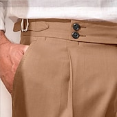 olcso Vékony-Férfi Kosztüm Nadrág Rakott nadrág Öltöny nadrág Gurkha nadrág Zseb Hight Rise Sima Mokaszinok Légáteresztő Szabadtéri Napi Alkalmi Elegáns Szüret Fekete Fehér