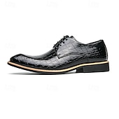 economico Formale-scarpe oxford da uomo in similpelle con motivo coccodrillo nero - calzature formali classiche con lacci per lavoro e occasioni speciali