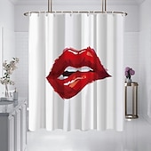 cheap Shower Curtains-Shower Curtain with 12 Hooks 180cm*180cm(70&quot;*70&quot;) Polyester Washable Waterproof Pattern Bathroom Bathtub Decor Sexy Red Lip