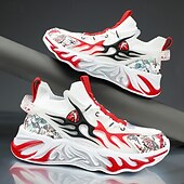 economico Sneakers da uomo-eleganti sneakers rosse da uomo con motivo a fiamma - eleganti e comode, perfette per feste o uscite informali