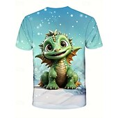 halpa Poikien 3D Eläimet-Poikien 3D Kuvitettu Eläin Dinosaurus T-paita Lyhythihainen Kesä Kevät Muoti Perus Lapset 4-12 vuotta Tiukka pyöreä kaula-aukko ulko- Kausaliteetti Päivittäin Normaali