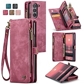 cheap Samsung Cases-Phone Case For Samsung Galaxy Z Fold 6 Z Fold 5 Z Fold 4 Wallet Case with Stand Holder Zipper with Wrist Strap Retro TPU PU Leather