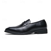 cheap Semi-Formal-Men&#039;s Black and White Faux Leather Loafers with Cut-Out Strap Detail - Elegant Slip-On Shoes for Formal and Business Attire