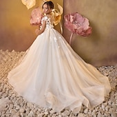preiswerte Kleider für die Blumenmädchen-kinderkleidung Mädchen Blumenmädchen Kleid Kleid für die Erstkommunion Party Kleid Feste Farbe Ärmellos Langarm Leistung Hochzeit Party Gitter Prinzessin Süß Gitter Mitte der Wade Etuikleid Tüll-Kleid