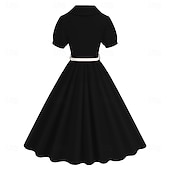 cheap Dresses-Retro Vintage 1950s Cocktail Dress Dress Flare Dress Solid Color Fancy Dress Women&#039;s Masquerade Event / Party Bachelorette Party Festival Adults&#039; Dress Homecoming Dresses