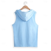 cheap Tank Tops-Men's Tank Top Vest Top Sleeveless Hoodie Sleeveless Shirt Sleeveless Hooded Summer Plain Vacation Designer Muscle Outdoor Going out Beaches White Light Blue Gray Top Tee for Men