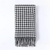 abordables Couvertures et plaids-Couverture à franges pied-de-poule Motif pied-de-poule élégant et intemporel Tissu doux et confortable avec bords à franges décoratifs Parfait pour la sieste, la superposition ou la décoration