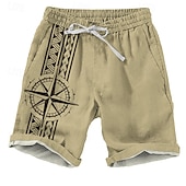 economico Retro Vintage &amp; Etica-Per uomo Geometrica Navy Bussola Pantaloncini Pantaloncini da spiaggia Pantaloncini casual Vita normale Festività Streetwear Hawaiano Esterno Informale Per eventi A cordoncino Tasche laterali