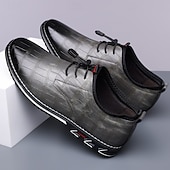 cheap Men&#039;s Oxfords-Men&#039;s Brown Crocodile Pattern Faux Leather Dress Shoes with Lace-Up Closure and Comfortable Sole, Elegant for Business and Formal Occasions