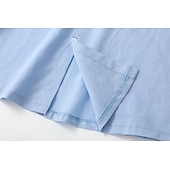 economico Strada-Cotone e lino Classico Per uomo Camicia camicia di lino Camicia estiva Camicia da spiaggia Camicia con bottoni Nero Bianco Blu Manica corta Liscio Collo ripiegabile Estate Da mare Per eventi