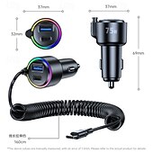 cheap Car Charger-2 Usb A/C Port 1 Type C Cable Car Charger 45W Type C Fast Charging And Usb Car Charger