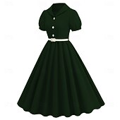 cheap Dresses-Retro Vintage 1950s Cocktail Dress Dress Flare Dress Solid Color Fancy Dress Women&#039;s Masquerade Event / Party Bachelorette Party Festival Adults&#039; Dress Homecoming Dresses