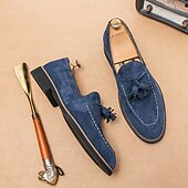 levne Poloformální-pánské semišové střapcové mokasíny – elegantní slip-on společenské boty, pohodlné a stylové, ideální pro podnikání, neformální události a formální příležitosti