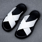 abordables sandales d&#039;extérieur-sandales décontractées à brides croisées pour hommes, chaussures d&#039;été confortables en similicuir pour l&#039;extérieur et la plage