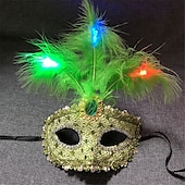 economico Luci decorative-maschera luminosa a led di carnevale con piume mezza faccia maschera da principessa maschera per gli occhi festa decorazione regalo 1 pz