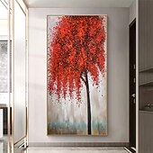 cheap Floral/Botanical Paintings-Mintura Handmade Abstract Tree Oil Paintings On Canvas Wall Art Decoration Modern Texture Flowers Picture For Home Decor Rolled Frameless Unstretched Painting