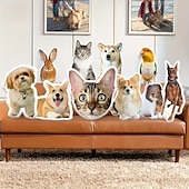 baratos Presentes Personalizados-Almofada Memorial de Presente Personalizada de Animal de Estimação Macia Aconchegante Impressão Duplex Lavável à Mão Design Contemporâneo Fechamento com Zíper Enchimento de Algodão Almofada