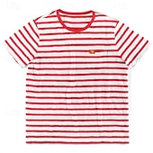 abordables camisetas basicas-Hombre Camiseta Camiseta superior Mangas cortas Cuello Barco Verano A Rayas Moda Design Básico Bolsillo delantero Vacaciones Calle Noche Rojo Camiseta superior para hombre